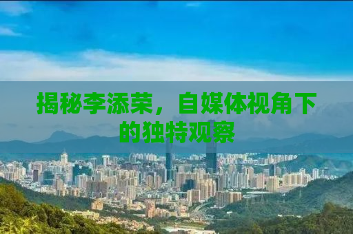 揭秘李添荣，自媒体视角下的独特观察