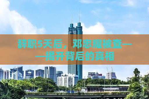 辞职5天后，邓忠耀被查——揭开背后的真相